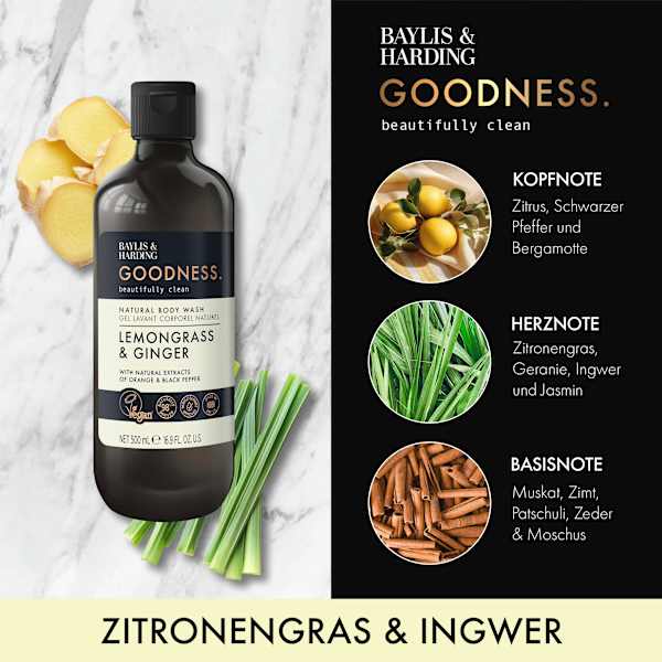 Duschgel Goodness Lemongrass & Ginger Baylis & Harding