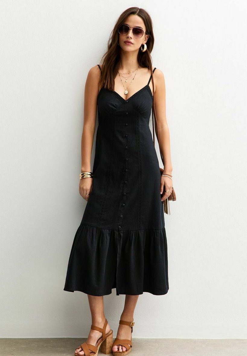 New Look BUTTON DETAIL TIERED HEM MIDI