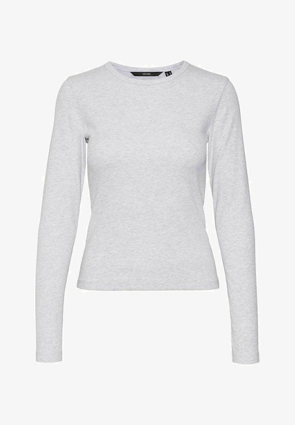 Vero Moda VMCHLOE SHORT TOP  - Long sleeved top - light grey melange