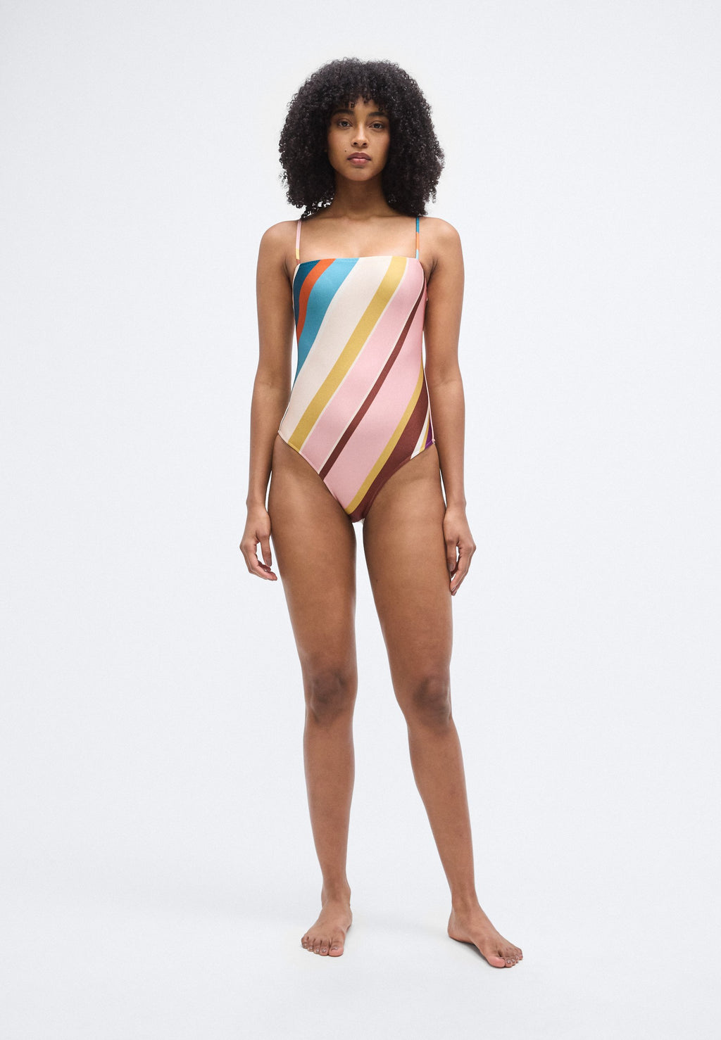 ADRIANA DEGREAS STRIPES STRAPS SWIMSUIT
