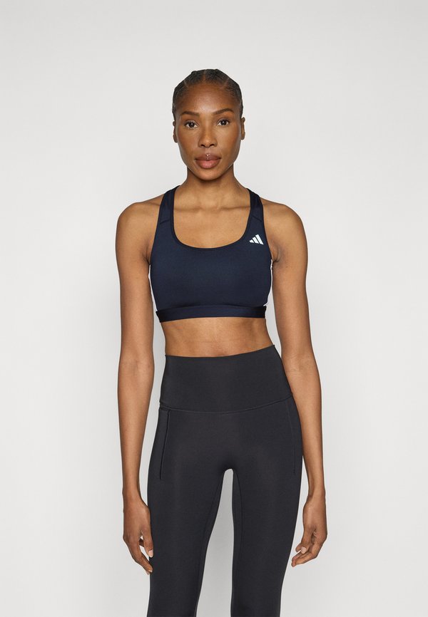adidas Performance OPTIME ESSENTIALS WORKOUT 3 STRIPES MEDIUM SUPPORT - Medium support sports bra - black/white