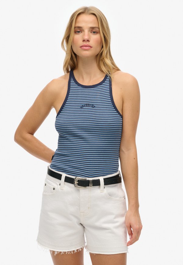 Superdry & Co ESSENTIAL LOGO STRIPED RACER - Top - richest navy feeder