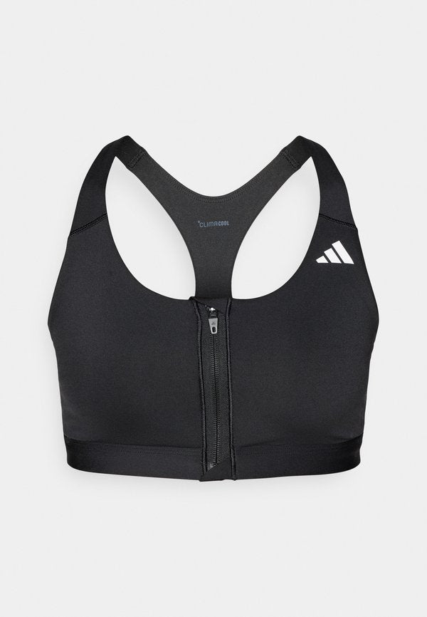 adidas Performance OPTIME ESSENTIALS WORKOUT ZIP-FRONT MEDIUM SUPPORT - Medium support sports bra - black