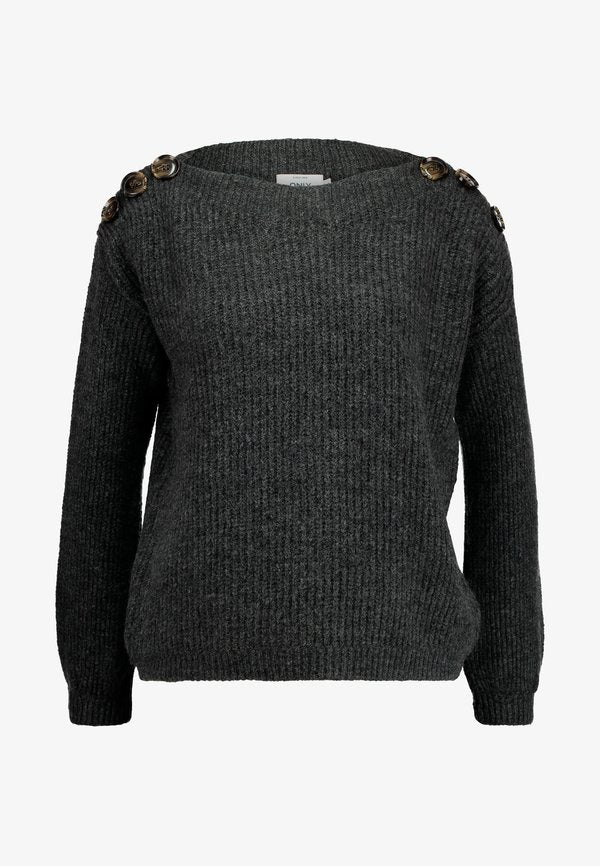ONLY ONLJADE BUTTON - Jumper - dark grey melange