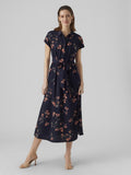 Vero Moda VMNEWHALLIE LONG TIE DRESS - Shirt dress - night sky