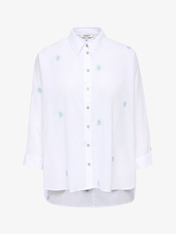 ONLY ONLNEW LINA GRACE LS EMB SHIRT NOOS WVN - Button-down blouse - bright white