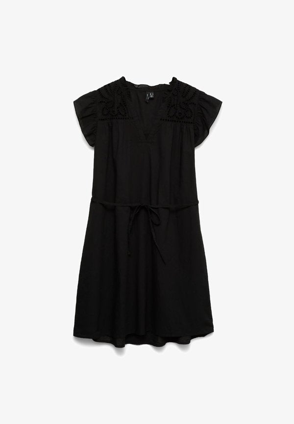 Vero Moda VMLINE SS SHORT DRESS WVN NOOS - Day dress - black