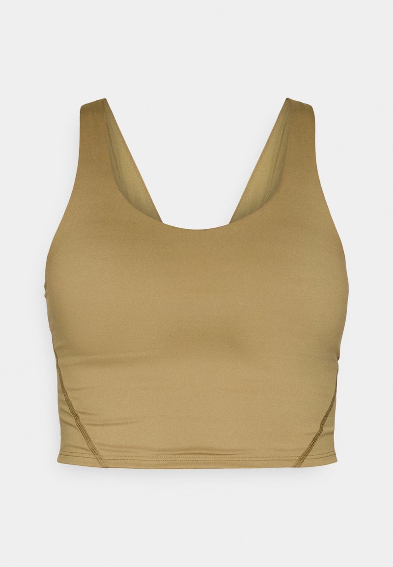 Brauner, kurz geschnittener Tanktop mit Rundhalsausschnitt, breiten Trägern und weicher Textur; verfügt über Seitennähte für eine figurbetonte Passform.