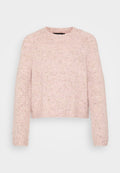 Helles rosa Sweatshirt aus strukturiertem Strickmaterial, mit Rundhalsausschnitt und gerippten Bündchen, mit einem leicht verkürzten Saum.
