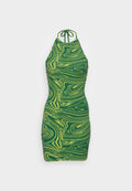 NA-KD SWIRL HALTERNECK MINI DRESS