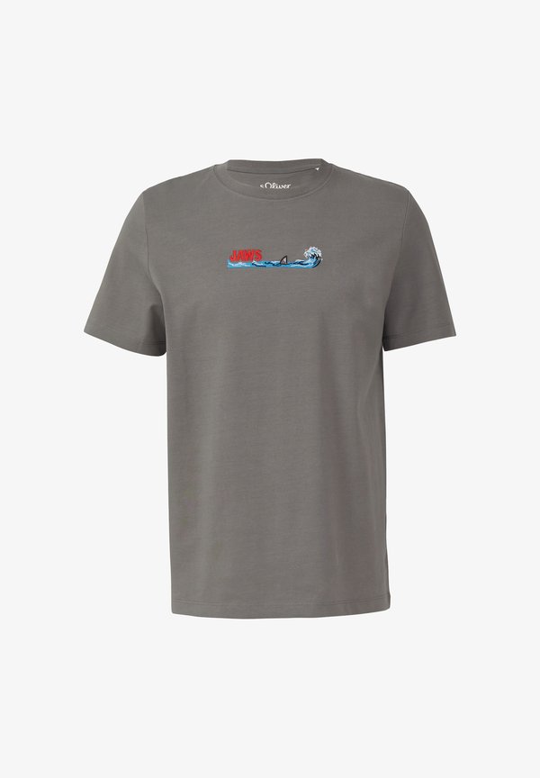 s.Oliver AUS HEAVY MIT JAWS© UCS LLC ARTWORK - Print T-shirt - grau meliert