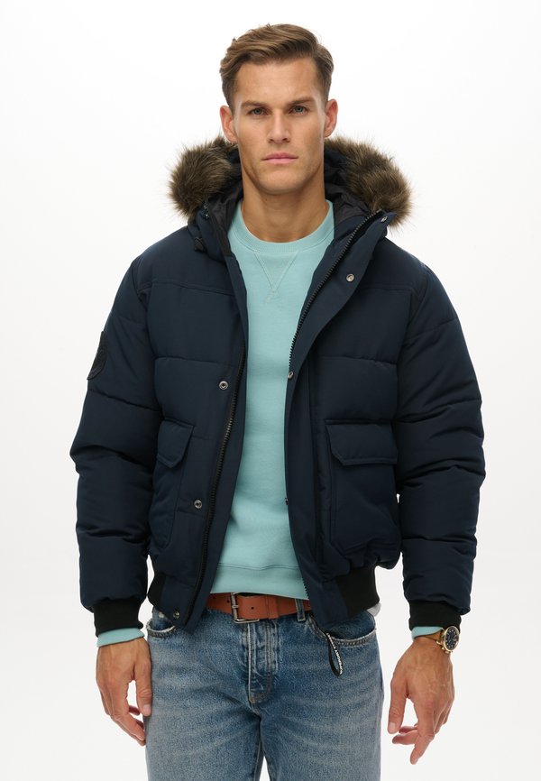 Superdry & Co SUPERDRY EVEREST HOODED PUFFER BOMBER JACKET.. - Winter jacket - nordic chrome navy