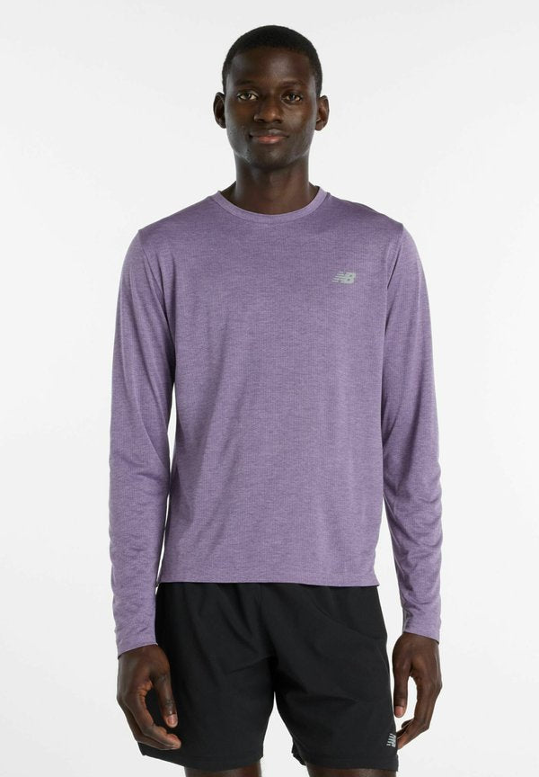 New Balance ATHLETICS LONG SLEEVE - Long sleeved top - candied violet heather slate grey