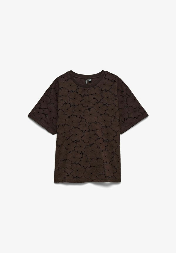 Vero Moda T-SHIRT VMVILLA TOP - Blouse - chocolate torte