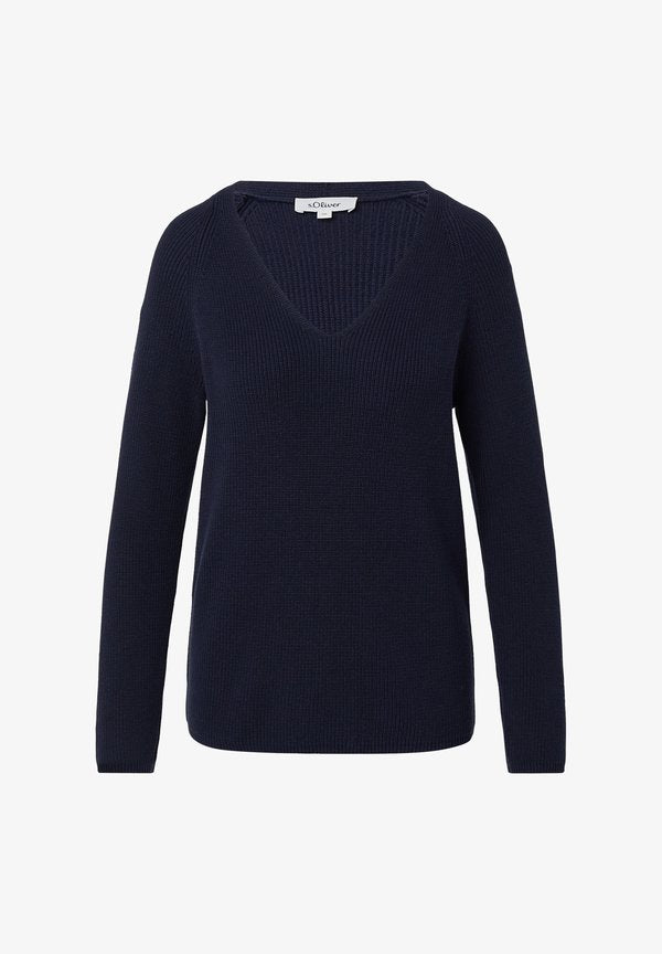 s.Oliver AUS MIT V-AUSSCHNITT - Jumper - navy