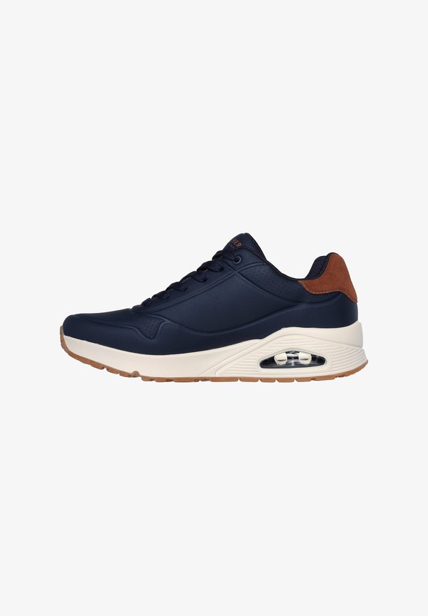 Skechers UNO - Trainers - navy durabuck / chestnut suede / mesh trim