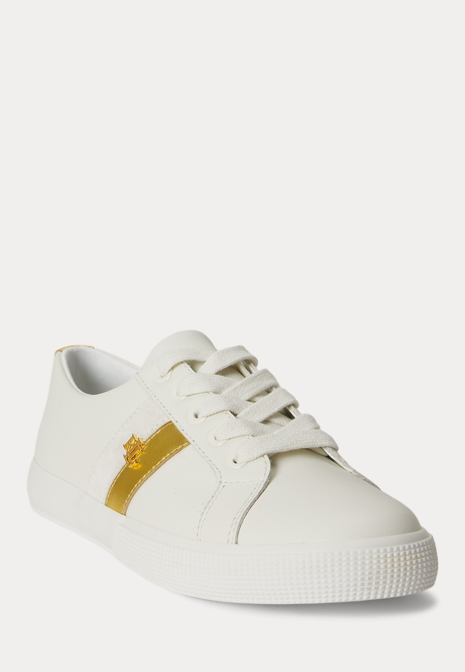 Lauren Ralph Lauren JANSON II METALLIC-TRIM LEATHER SNEAKER