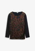 TOM TAILOR MIT LEO-PRINT - Long sleeved top - brown/black big leo print