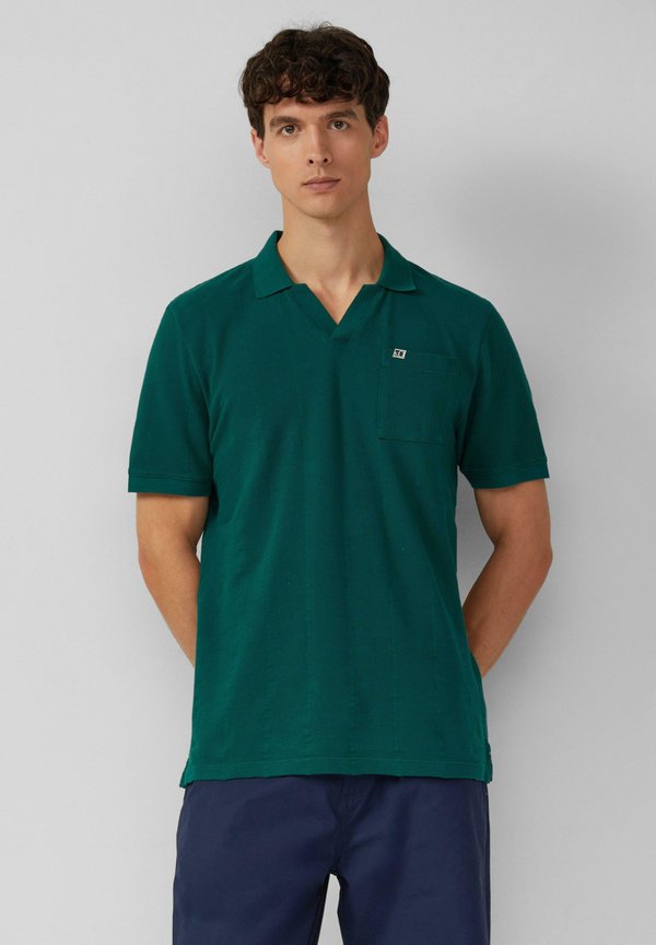 s.Oliver MIT STRUKTUR-STREIFEN UND OFFENEM KRAGEN - Polo shirt - tannengrün