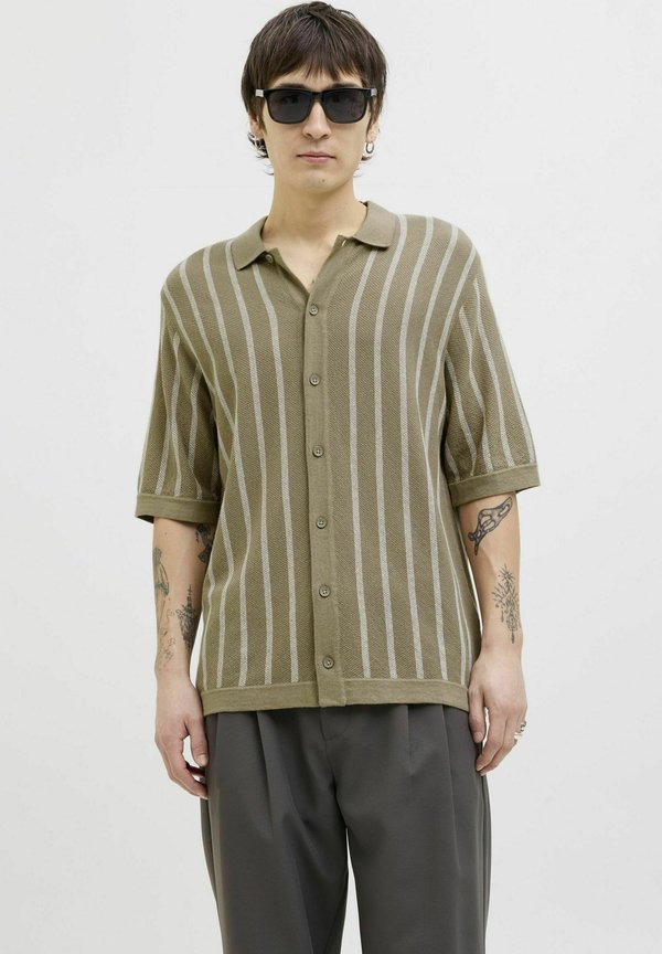 Jack & Jones Knitted Striped Knitted - Cardigan - coriander