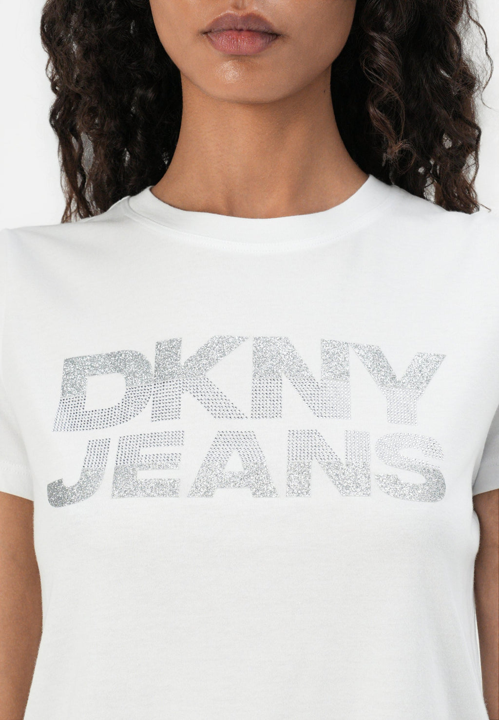 DKNY GLITTER RHINESTONE LOGO TEE