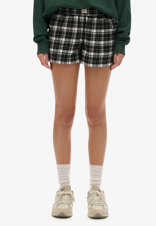Superdry & Co CHECK ELASTIC - Shorts - black ecru check