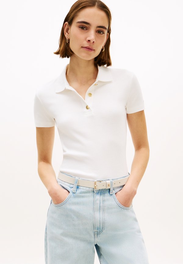 Tommy Hilfiger SLIM FIT GOLD-TONE BUTTON POLO SHIRT - Polo shirt - ecru