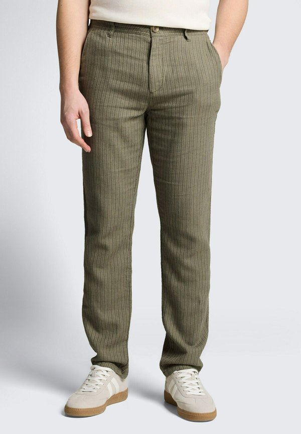 TOM TAILOR Trousers - leaf green stripe