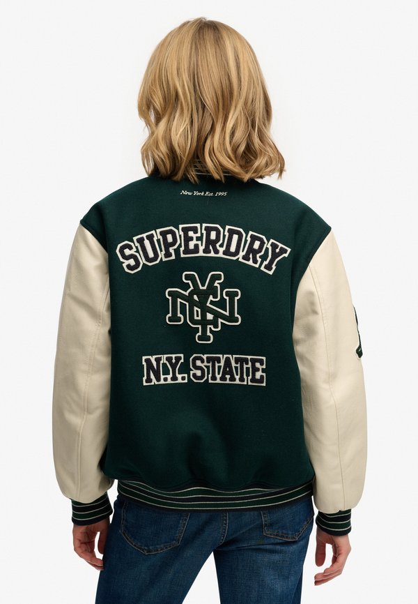 Superdry & Co PATCHED VARSITY - Bomber Jacket - dark pine green