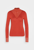 Vero Moda VMROSA HIGHNECK - Long sleeved top - red ochre