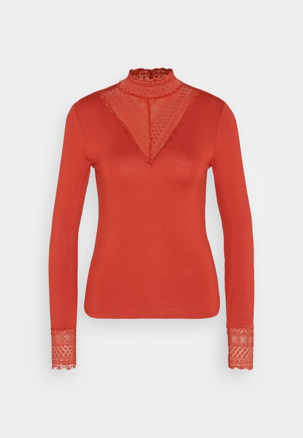 Vero Moda VMROSA HIGHNECK - Long sleeved top - red ochre