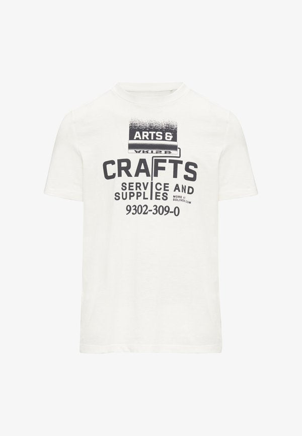 s.Oliver CREW-NECK - Print T-shirt - weiß