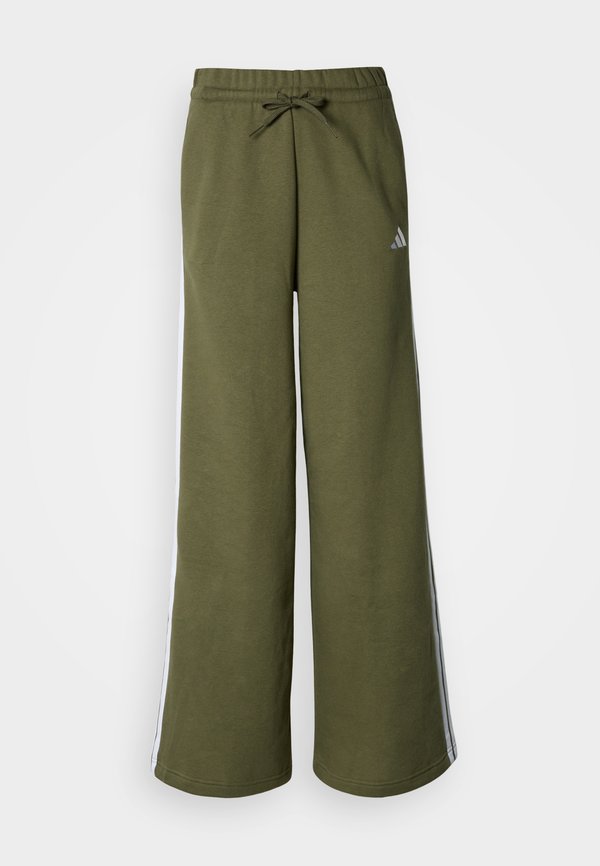 adidas Sportswear ADIDAS WOMEN 3-STRIPES FLEECE WIDE - Tracksuit bottoms - olive strata