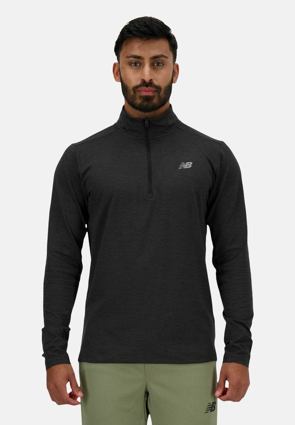 New Balance SPACE DYE 1/4 ZIP - Long sleeved top - black