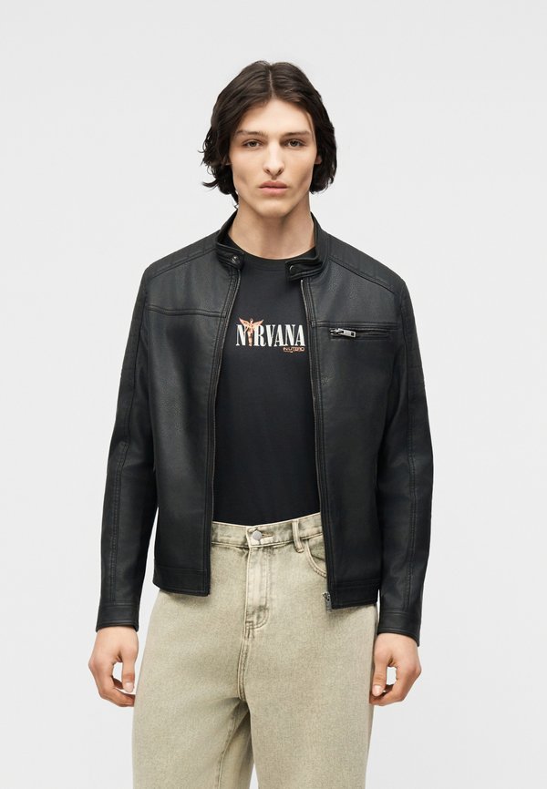 Jack & Jones EROCKY BIKER REGULAR FIT - Faux leather jacket - black