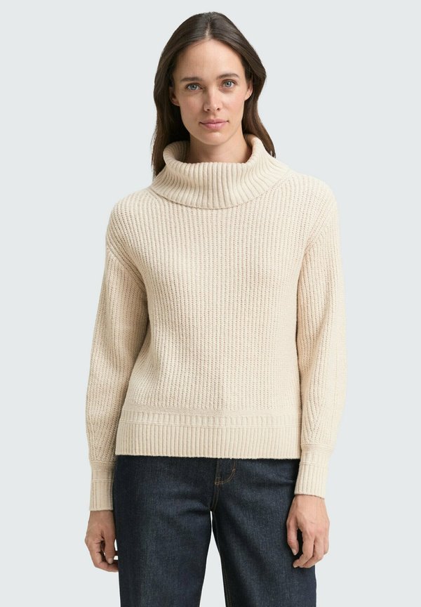 TOM TAILOR LOOSE FIT ROLLKRAGEN - Jumper - sand/stone/beige melange