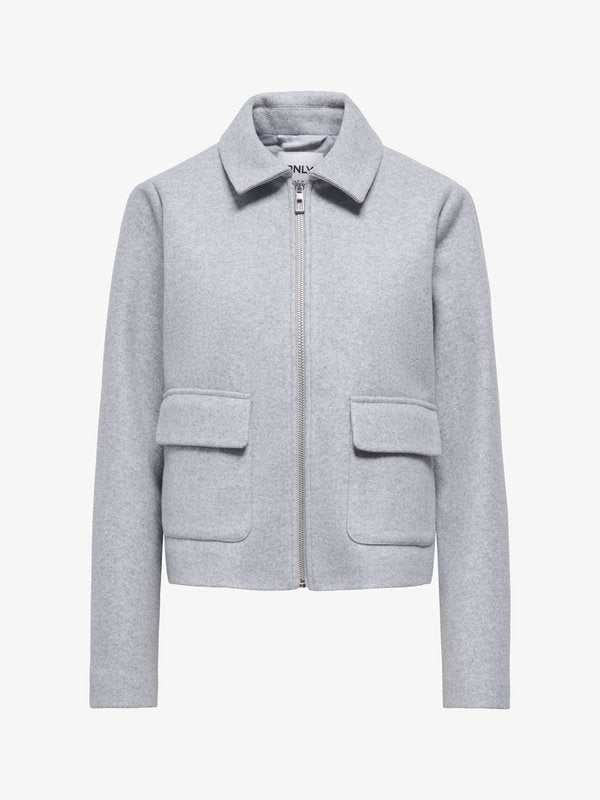 ONLY ONLVELA ZIP SHORT JACKET OTW - Summer jacket - light grey melange