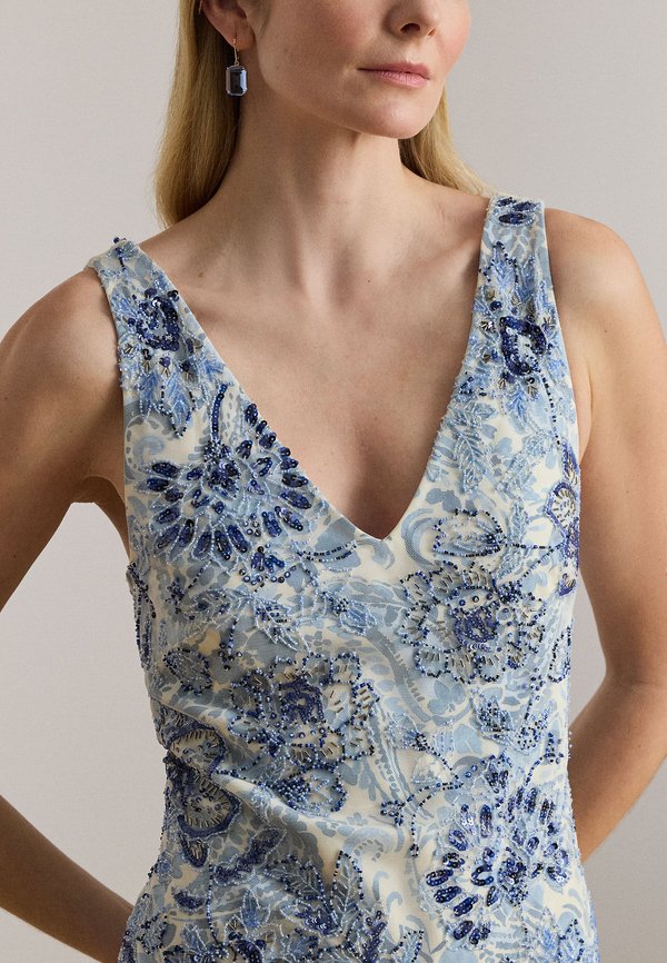 Lauren Ralph Lauren FLORAL BEADED TULLE GOWN