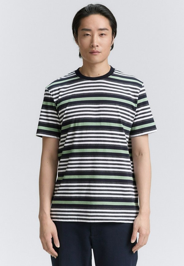 TOM TAILOR MIT STREIFENMUSTER - Print T-shirt - navy multicolor melange stripe