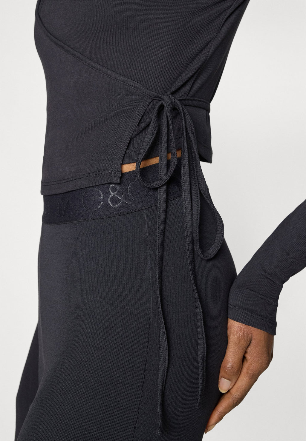 Even&Odd active LONG SLEEVE RIBBED WRAP TOP