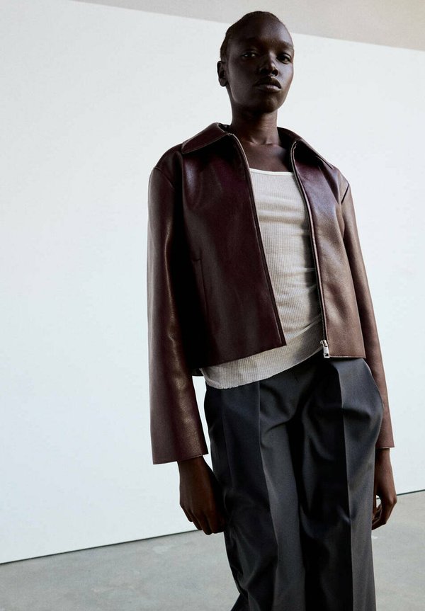 Mango ADULT - Faux leather jacket - bordeaux