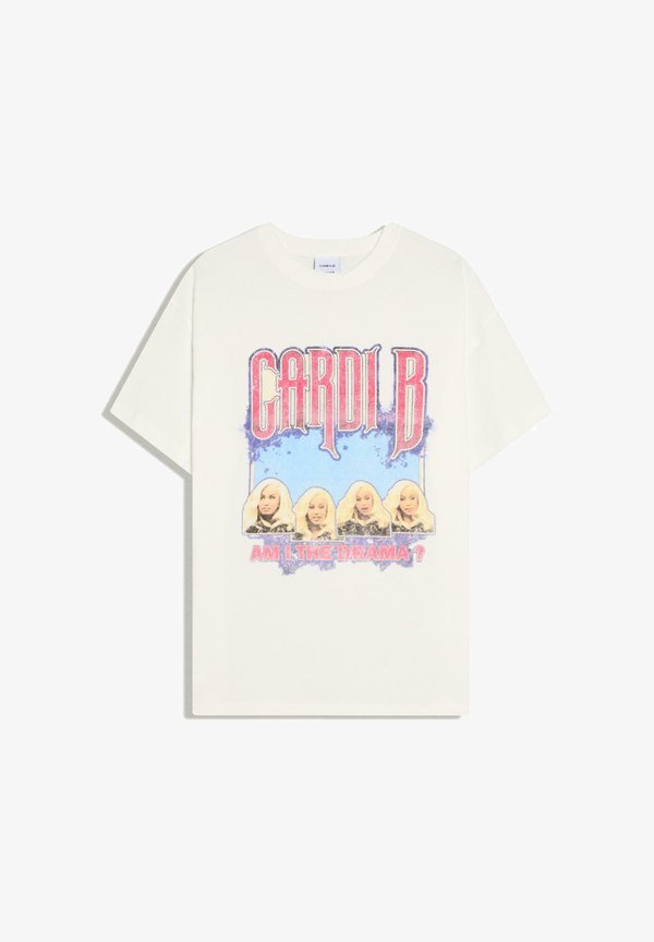 Bershka CARDI B SHORT SLEEVE - Print T-shirt - white