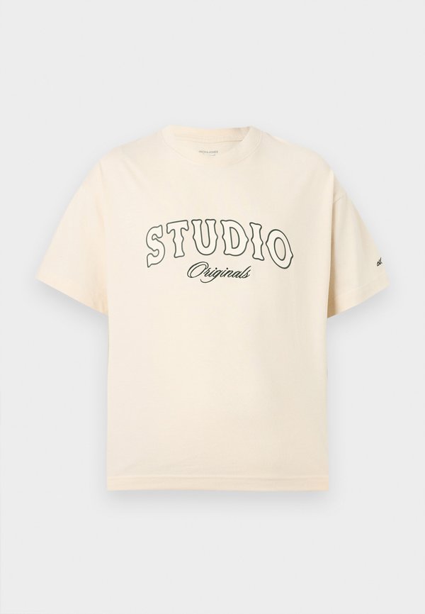 Jack & Jones JORUPSTATE TYPO FRONT TEE  - Print T-shirt - antique white