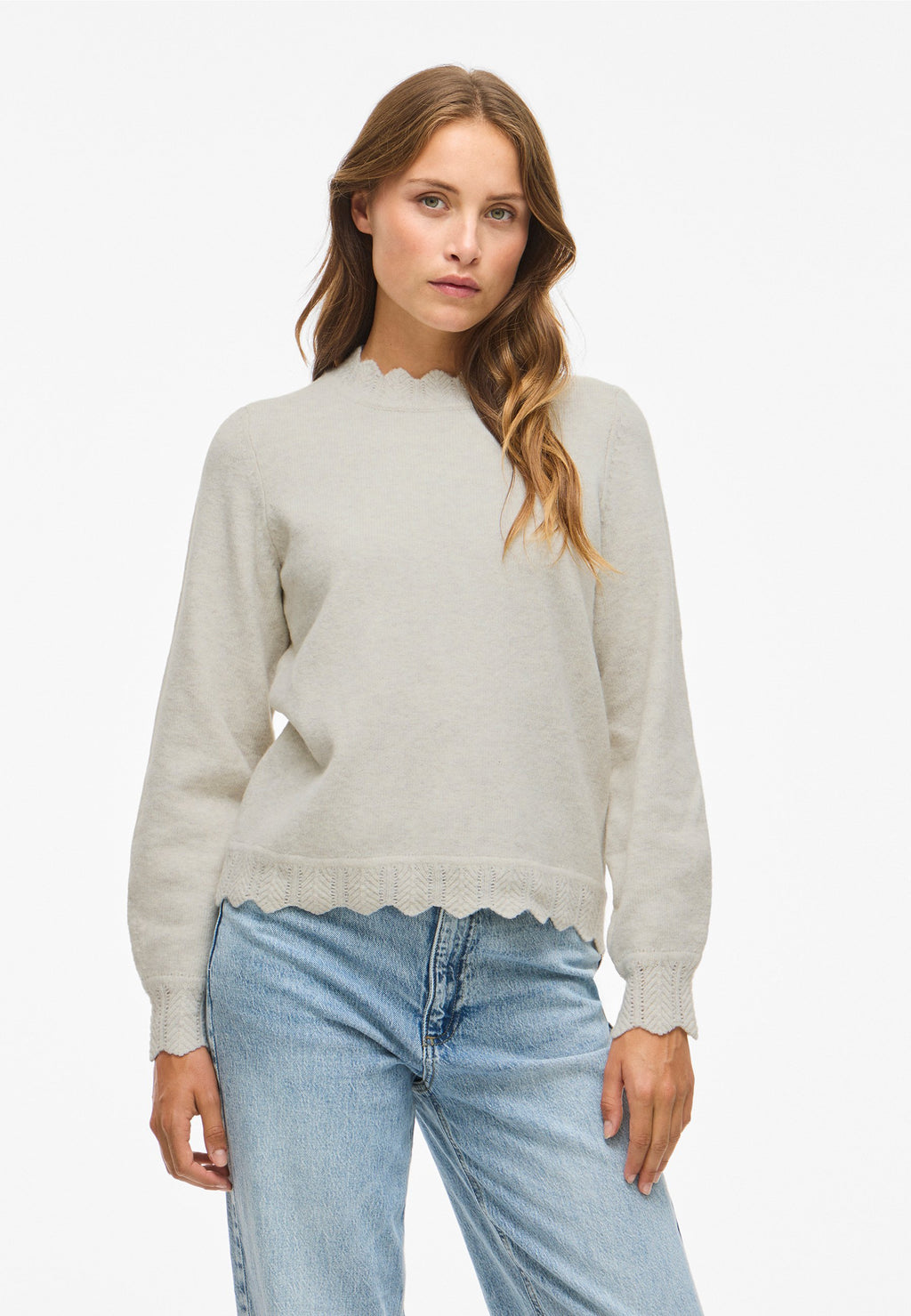 VILA VINIKOLINA O-NECK L/S KNIT TOP - NOOS