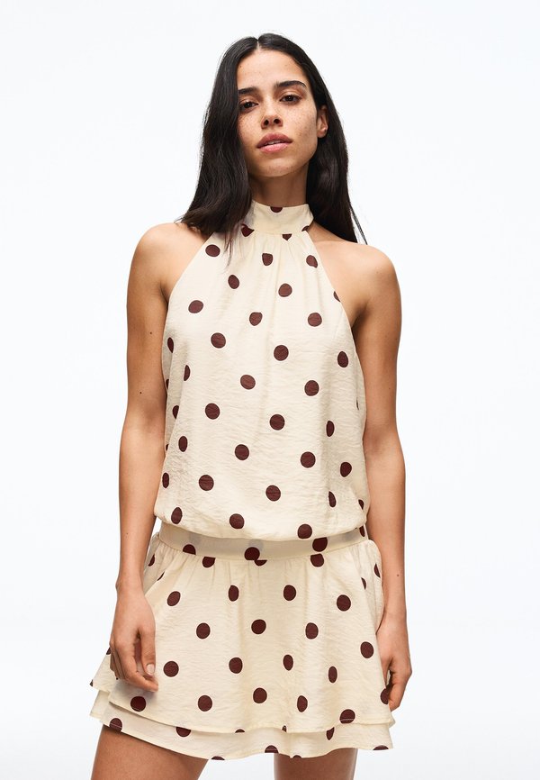 Bershka POLKA DOT - MIDI DRESS - Day dress - white