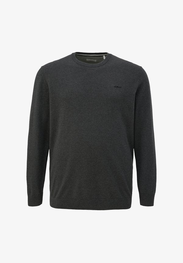 s.Oliver STRICKPULLOVER MIT LOGO-STICKEREI - Jumper - dunkelgrau