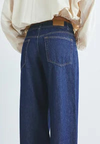 PULL&BEAR WITH BELT - Baggy Jeans - mottled dark blue