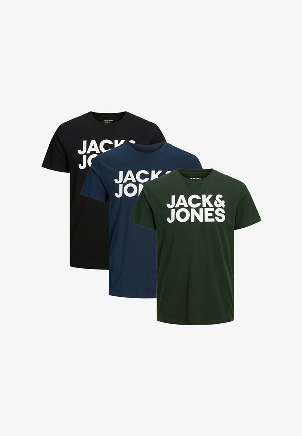 Jack & Jones 3 PACK - Print T-shirt - schwarz blau grün