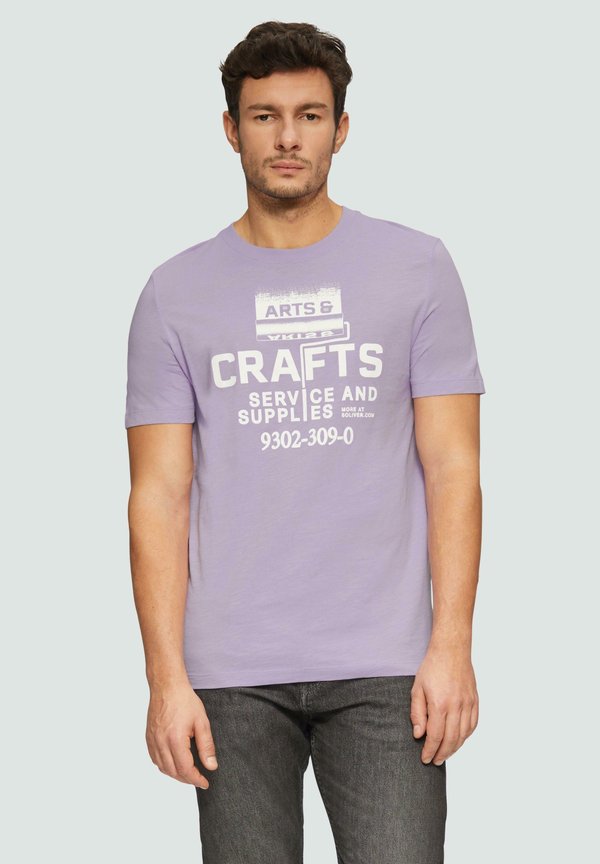 s.Oliver CREW-NECK - Print T-shirt - lavendel