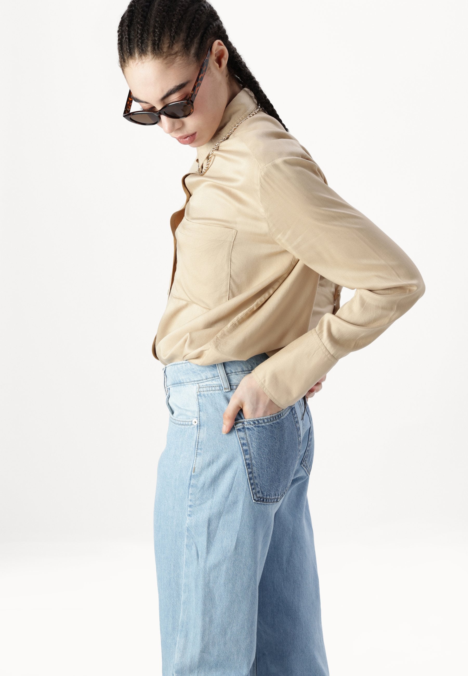 Wide-fit ONLCOBAIN mid waist Wide leg fit Media 5